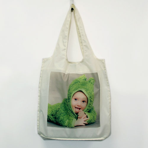 Sac shopping pliable image carrée complète personnalisée