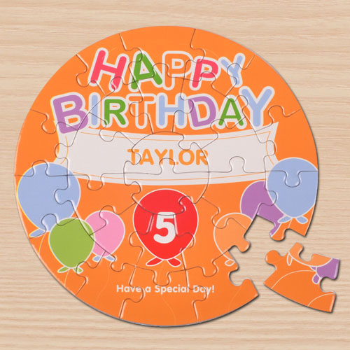 Puzzle rond 18,41 cm ballons d'anniversaire ronds
