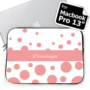 Housse Macbook Pro 13 cercles rétro roses initiales personnalisées (2015)