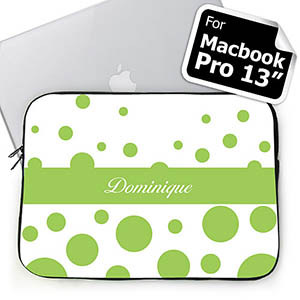 Housse Macbook Pro 13 cercles rétro lime nom personnalisé (2015)