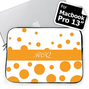 Housse Macbook Pro 13 cercles rétro oranges initiales personnalisées (2015)