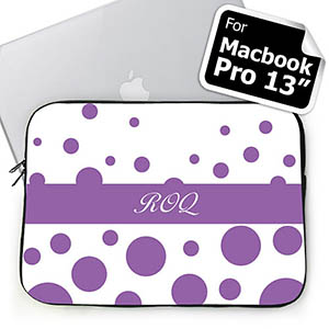Housse Macbook Pro 13 cercles rétro lavande initiales personnalisées (2015)