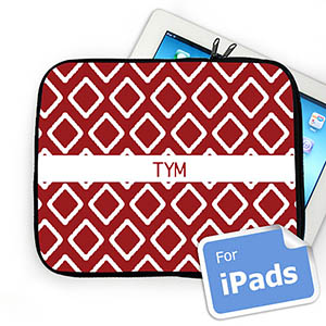 Housse iPad ikat rouge initiales personnalisées