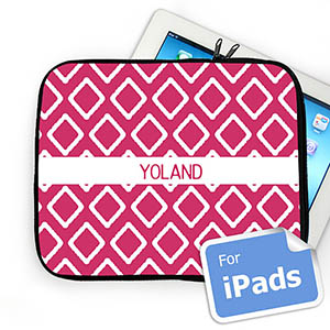 Housse iPad ikat rose vif nom personnalisé