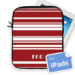 Housse iPad rayures rouges initiales personnalisées
