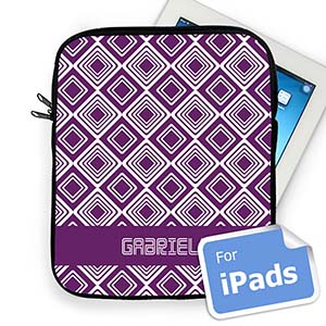 Housse iPad diamants violets nom personnalisé
