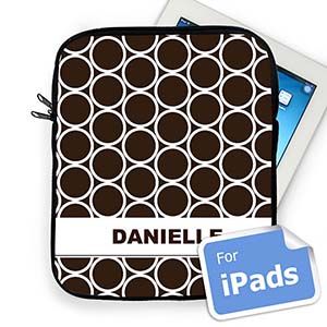 Housse iPad cerceaux chocolat nom personnalisé