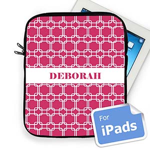 Housse iPad liens rose vif nom personnalisé