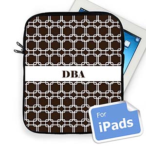 Housse iPad liens chocolat initiales personnalisées