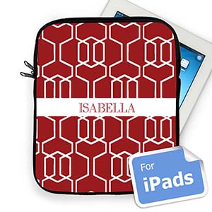 Housse iPad treillis rouge nom personnalisé