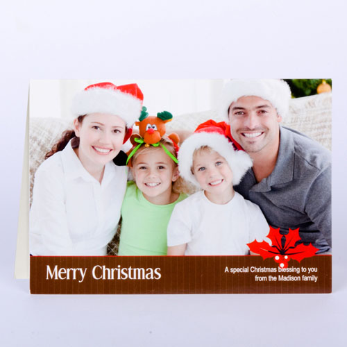 Carte de voeux de Noël impression personnalisée branche de houx