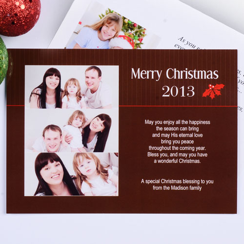 Créez mes propres cartes d'invitation trois collage branche de houx Noël 