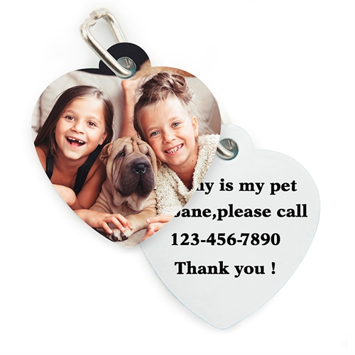 Médaille pour chien ou chat personnalisée en forme de coeur (2 côtés personnalisés)