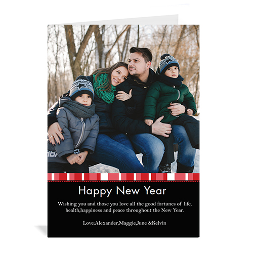 Carte de Noël photo personnalisé portrait joyeux miracle rouge