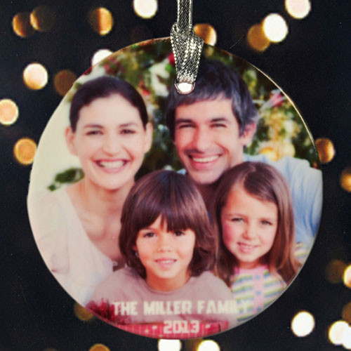 Ornement photo en porcelaine personnalisé notre famille aimante