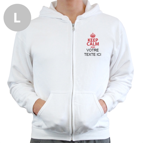Sweatshirt à capuche personnalisé restez calme texte personnalisé blanc taille large