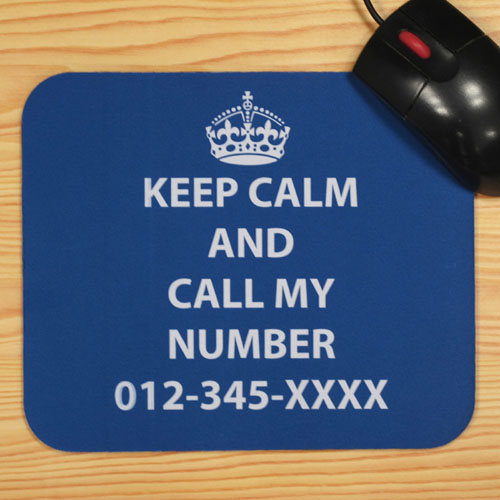 Tapis de souris personnalisé message imprimé personnalisé bleu rester calme  