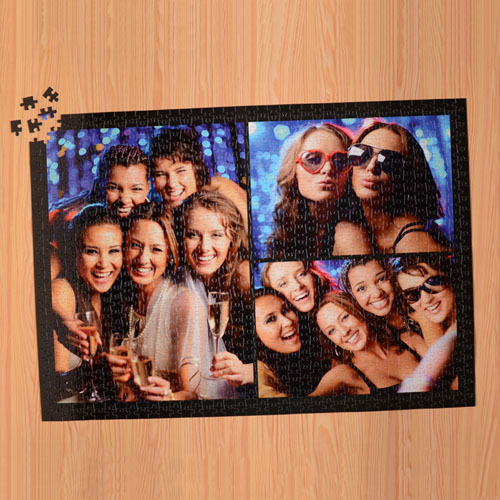 Puzzle personnalisé noir trois collage 1000 pièces 50,16 x 71,12 cm